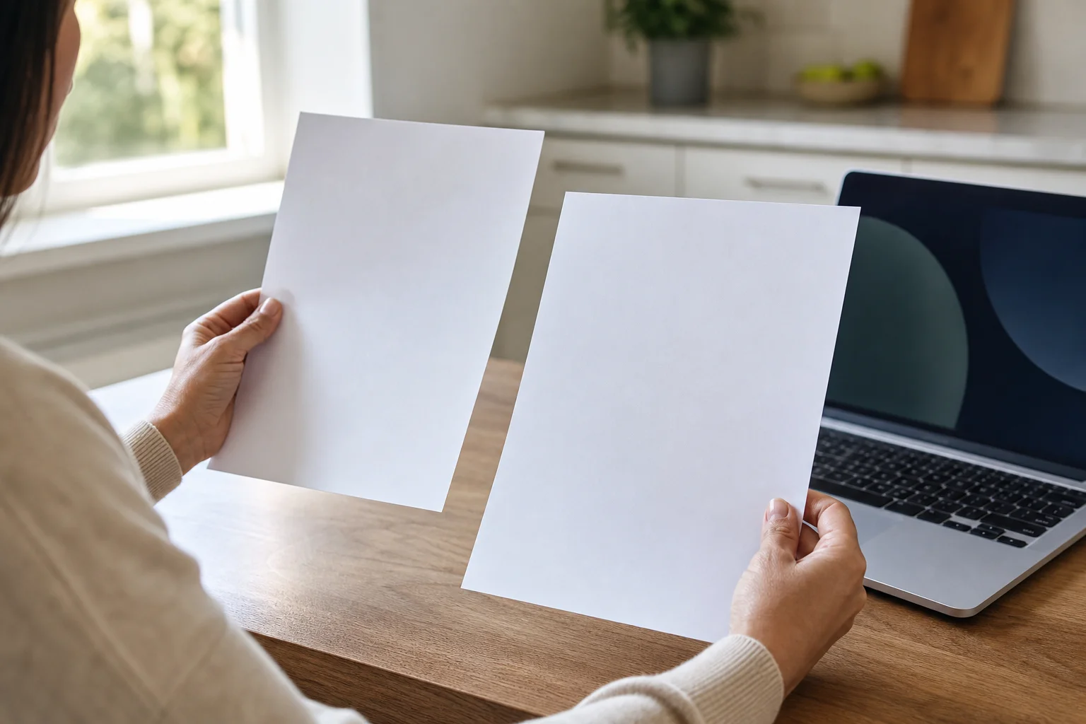 Person comparing COBRA continuation paperwork with Arizona Marketplace health plan options on a laptop